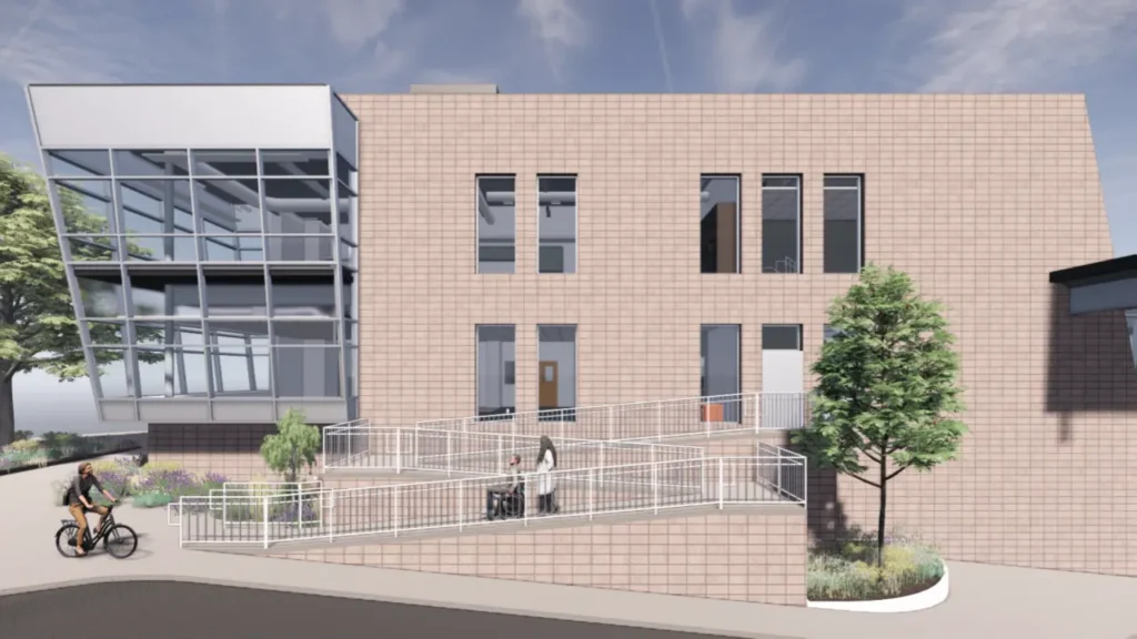A rendering of the exterior of the Central Station Early Childhood Center